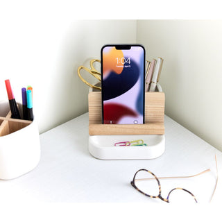 Eco Office Ceramic Tablet Stand Coconut - iDesign-Desk Organizer
