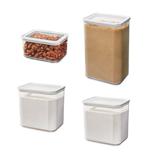 iDesign Eco Divided Food Storage Containers Made from Recycled Plastic with Lids in Coconut 6.6x 2.75x7