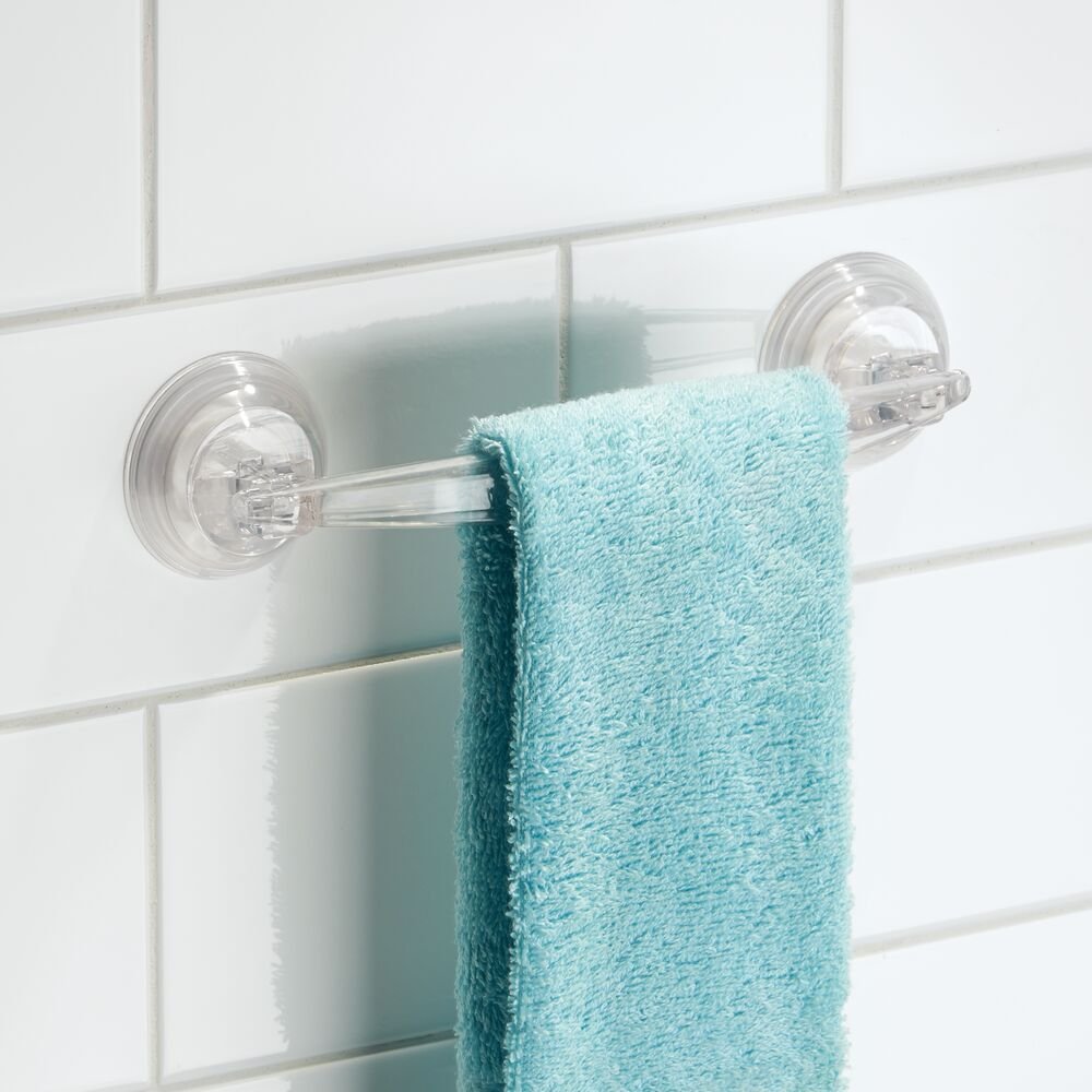 Plastic Power Lock Suction Towel Bar, Holder for Bathroom, Clear
