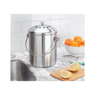 iDesign Brushed Stainless Steel 1.3-gal. Compost Bin & Charcoal Filter - iDesign-Composters
