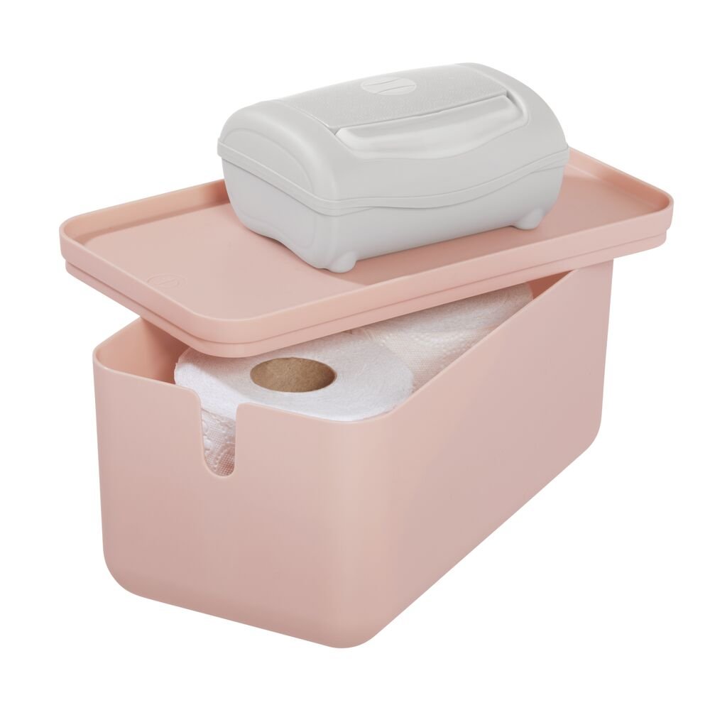 mDesign Plastic Shower Caddy Storage Organizer Basket with Handle, Light  Pink