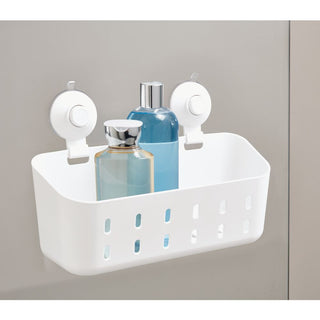 iDesign Cade Push Lock Shower Suction Rectangle Basket in White - iDesign-Suction Basket