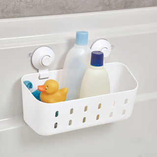 iDesign Cade Push Lock Shower Suction Rectangle Basket in White - iDesign-Suction Basket