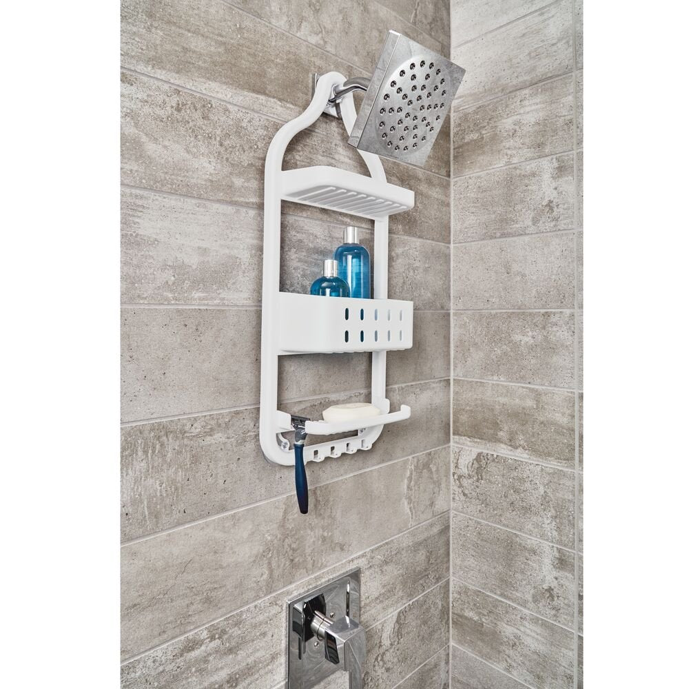 iDesign York Lyra Bathroom Shower Caddy, Pearl White