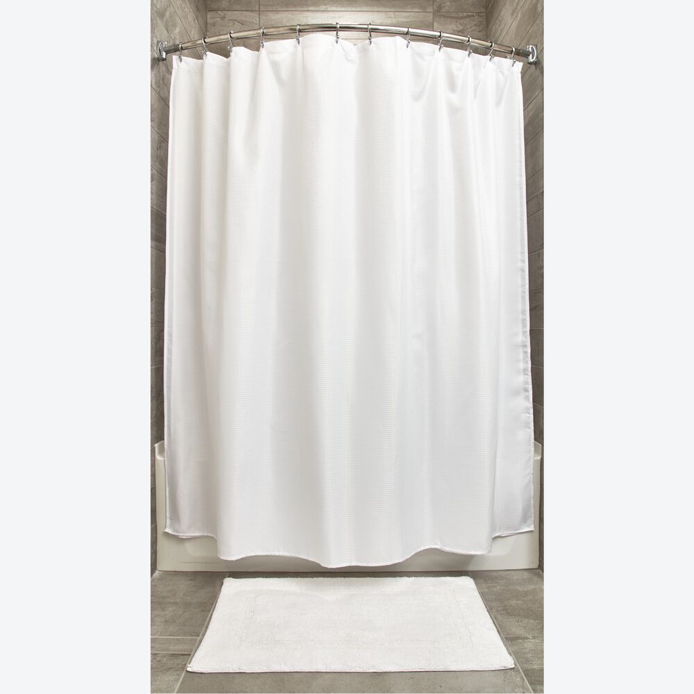 Stall Size Waffle Fabric Bathroom Shower Curtain 54 X 78 White Idesign
