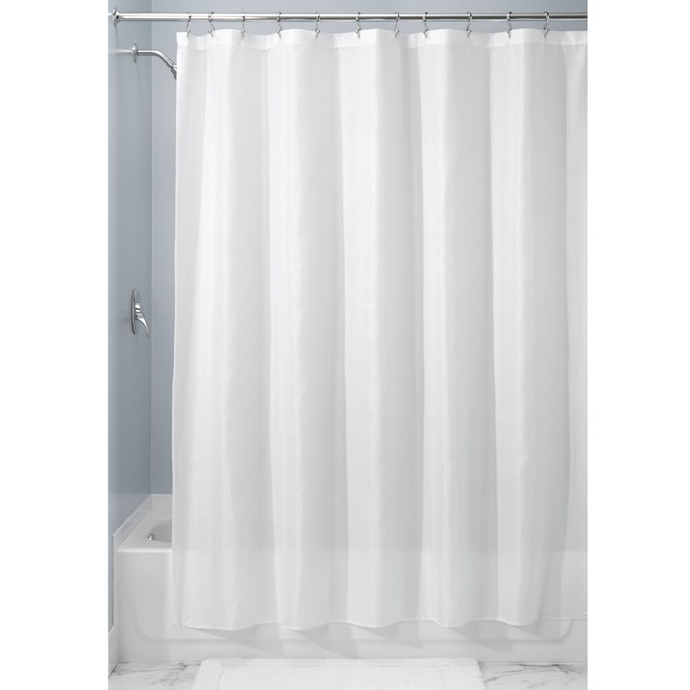 Stall Size Waffle Fabric Bathroom Shower Curtain 54 X 78 White Idesign