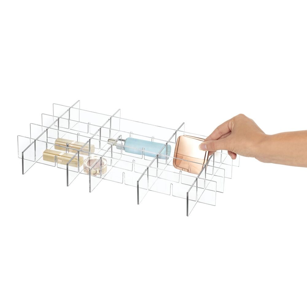 iDesign Sierra Clear Plastic Drawer and Shelf Organizer Tray, 9 L x 6 W x  2.1 H 