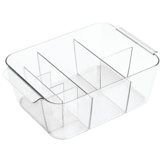 iDesign Clarity Divided Cosmetic Bin in Clear - iDesign-Vanity/Cosmetic Organizer