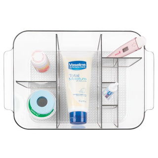 iDesign Clarity Divided Cosmetic Bin in Clear - iDesign-Vanity/Cosmetic Organizer