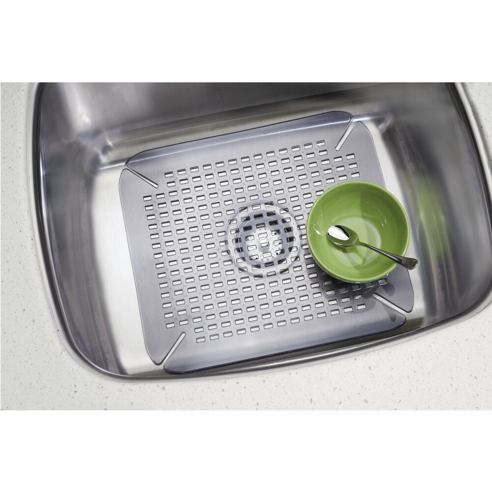 Kitchen Sink Mat, Grey Drying Board With Hollow Design, Pvc Sink