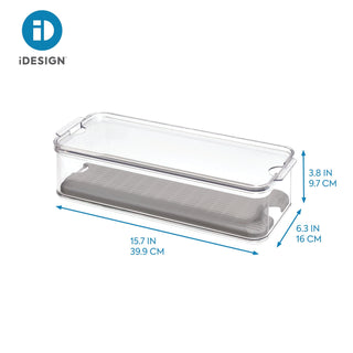iDesign Crisp Produce Plastic Fridge Bin 15.72" x 6.32" x 3.76", Clear - iDesign-