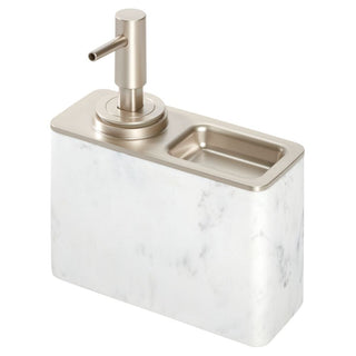 iDesign Dakota Soap Pump with Ring Tray in White Marble and Matte - iDesign-Pumps