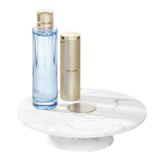 iDesign Dakota Vanity Tray in White Marble and Satin - iDesign-Tray