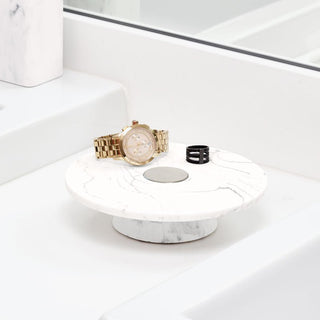 iDesign Dakota Vanity Tray in White Marble and Satin - iDesign-Tray