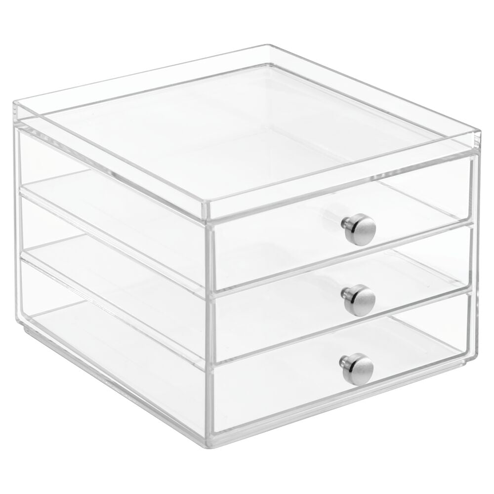 iDesign Sierra Clear Plastic Drawer and Shelf Organizer Tray, 9 L x 6 W x  2.1 H 