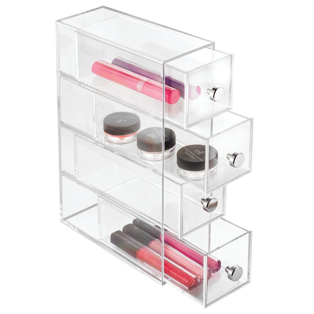 Storage Bins - 4 Clear Drawers Flip Open Storage Bins, Storage Drawer  Organizer, Plastic Home Storage Organizer
