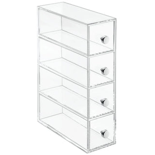 iDesign Drawers Tower - 4 Drawer Flip in Clear - iDesign-Drawers