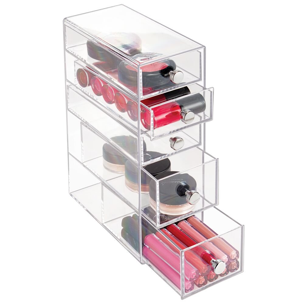 Interdesign Clarity 5-Drawer Cosmetic Organizer for Vanity Cabinet Perfect Storage Box Clear