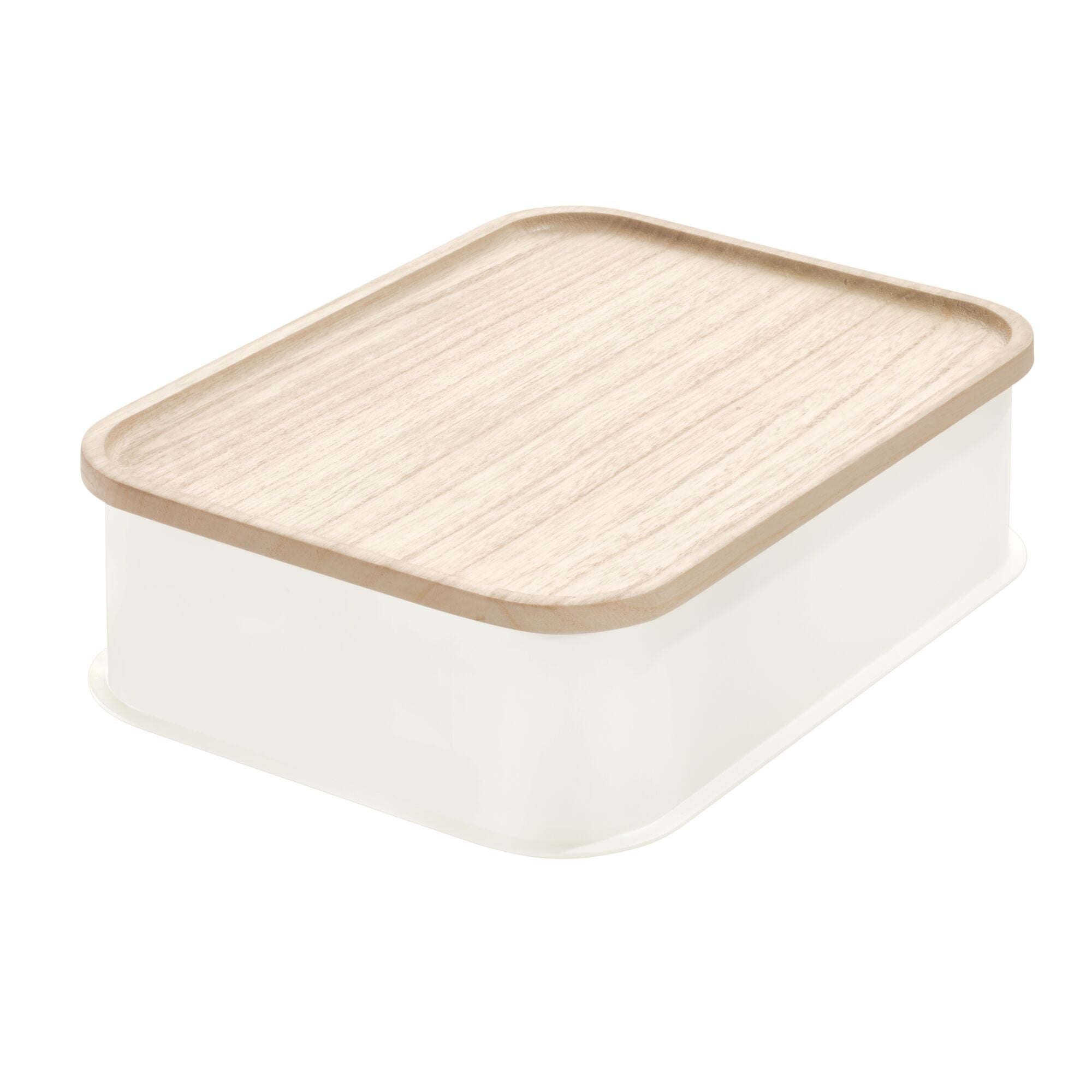 iDesign Large Handled Bin with Bamboo Lid Coconut