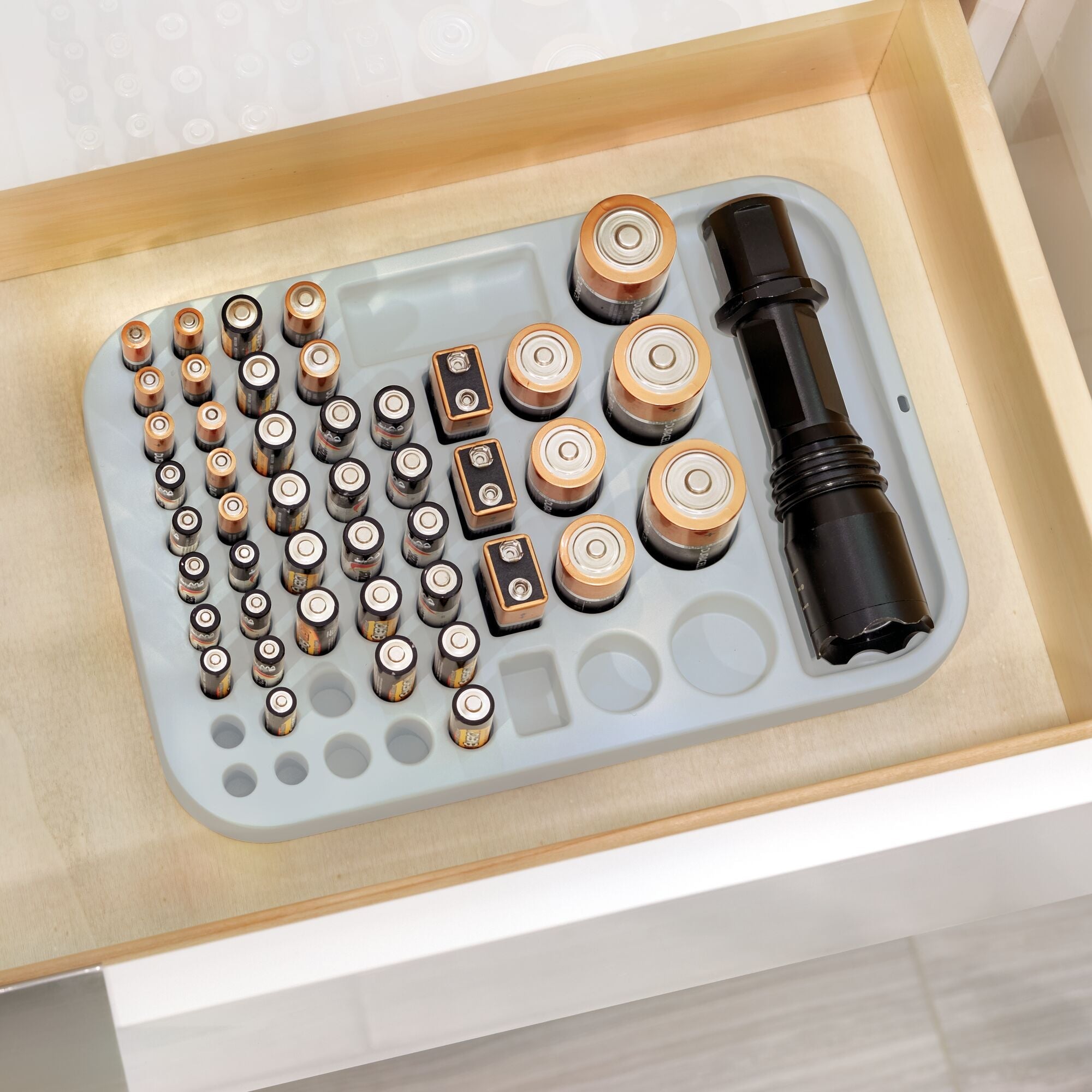 iDesign Eco BPA-Free Plastic Divided Battery Organizer Insert, Gray