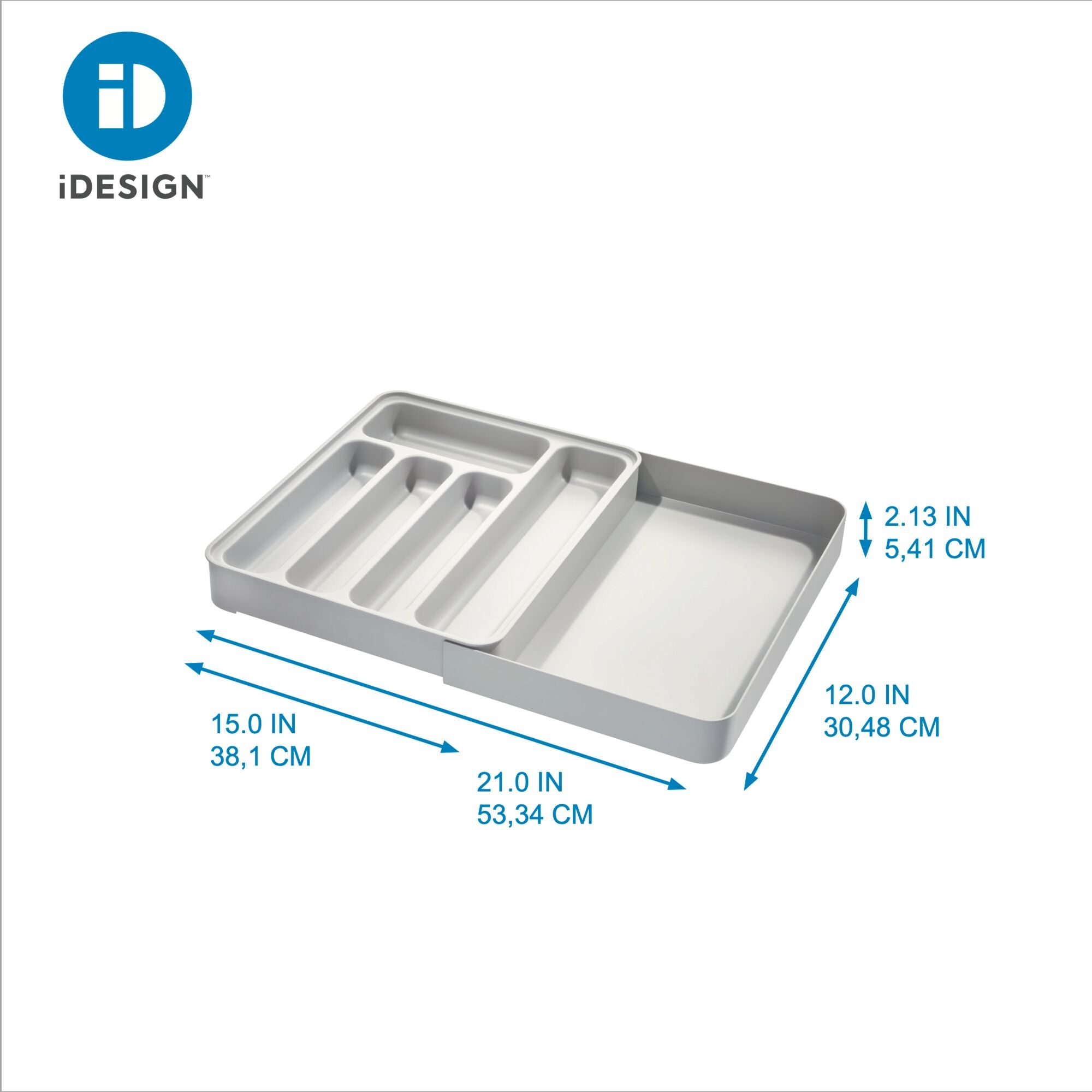 Idesign Clarity BPA-Free Plastic Customizable In-Drawer Storage Organizer Dividers, 16 inch x 9.2 inch x 1.99 inch, Adjustable