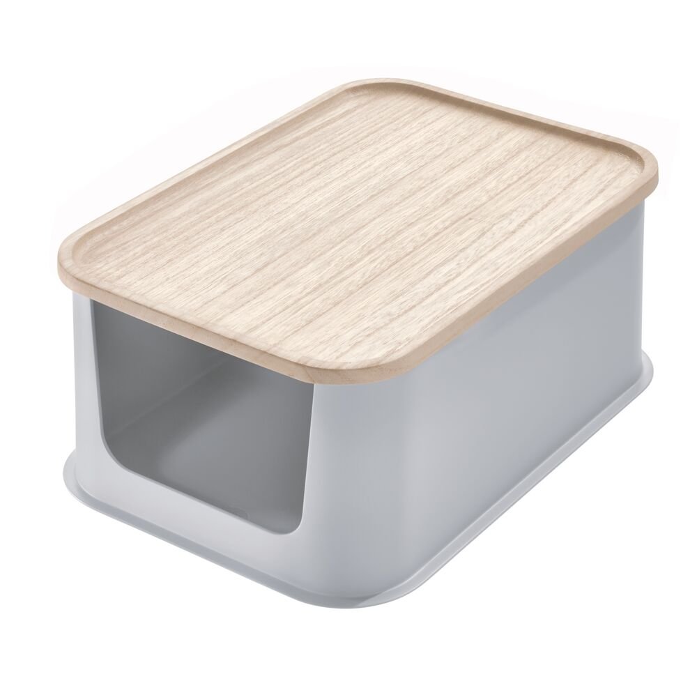 Rosanna Pansino x iDesign Recycled Plastic Open Front Kitchen Storage Bin  with Lid, Clear Bin/Marshmallow Lid, 12 x 12 x 6