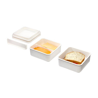 iDesign Eco Divided Food Storage Container Made from Recycled Plastic with Lids, Set of 2, Coconut - iDesign-Food Storage