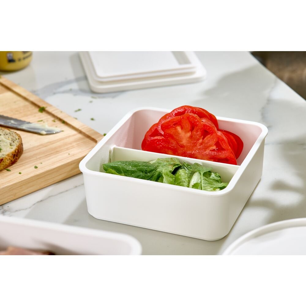 iDesign Eco Divided Food Storage Containers Made from Recycled Plastic with Lids in Coconut