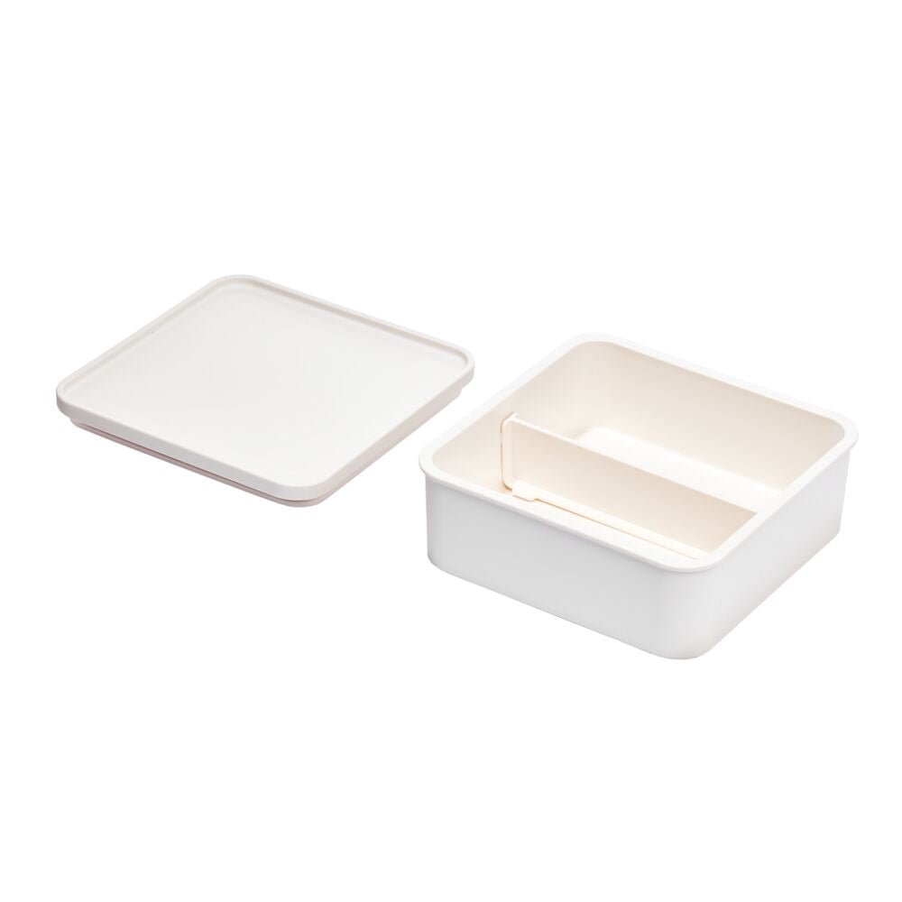 iDesign Eco Divided Food Storage Container Made from Recycled Plastic with Lids, Set of 2, Coconut 95538N