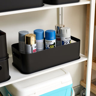 iDesign Eco Garage Storage Handled Bins with Lid, Made from Recycled Plastic, Matte Black - iDesign-Eco Bin