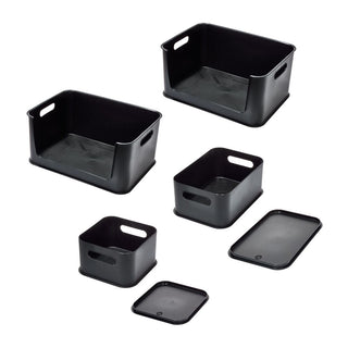 iDesign Eco Garage Storage Starter Set, Made from Recycled Plastic, Set of 6, Matte Black - iDesign-