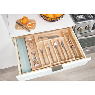 iDesign EcoWood Natural Paulownia Wood Expandable Flatware and Cutlery Tray - iDesign-Tray