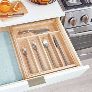 iDesign EcoWood Natural Paulownia Wood Expandable Flatware and Cutlery Tray - iDesign-Tray