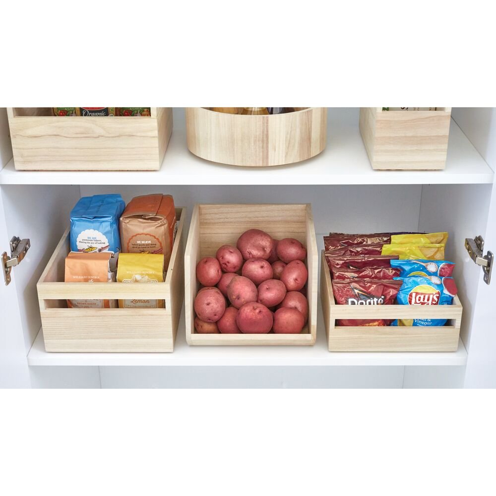 Storage Baskets with Top Lid Stackable Pantry Organization and Storage,  Large Capacity Kitchen Produce Basket Bins for Fruits, Vegetables, Potatoe,  Cans, Onion and Snacks 