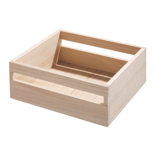 iDesign EcoWood Natural Paulownia Wood Storage Bin with Handles - iDesign-Bin