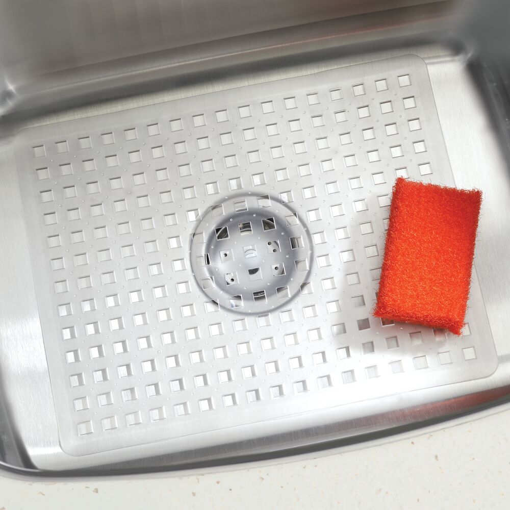 iDesign Contour BPA-Free Flexible PVC Sink Protector Mat, Graphite