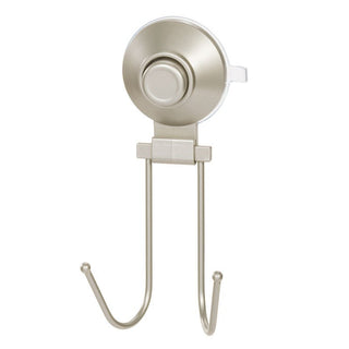 iDesign Everett Push Lock Shower Suction Double Hook in Satin - iDesign-Suction Hook
