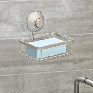 iDesign Everett Push Lock Shower Suction Soap Dish in Satin - iDesign-Suction Soap/Sponge Holder