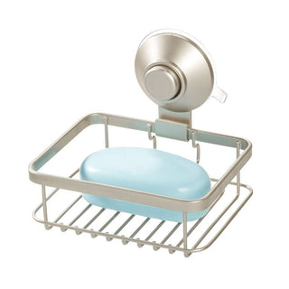 iDesign Everett Push Lock Shower Suction Soap Dish in Satin - iDesign-Suction Soap/Sponge Holder