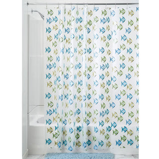 iDesign Fishy PEVA Shower Curtain 72" x 72" in Blue and Green - iDesign-Shower Curtain