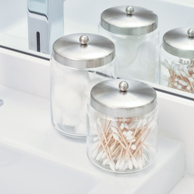 Glass Canister Set for Kitchen & Bathroom, Apothecary Food Storage