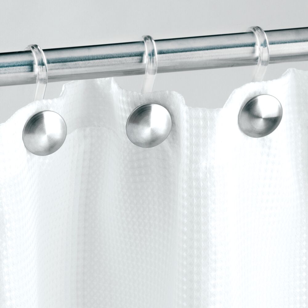iDesign Forma Mini Shower Hooks, Set of 12, in Clear and Brushed - iDesign-Shower Hooks