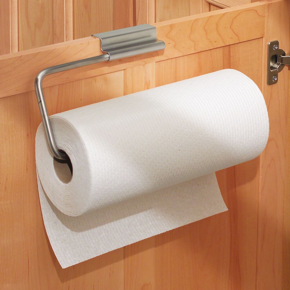COMFECTO Over The Cabinet Door Paper Towel Holder for Kitchen Bathroom,  Stainless Steel 12 Inch Paper Towel Roll Holder