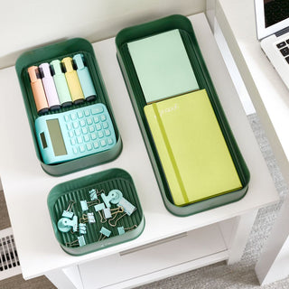 iDesign Fresnel Recycled Plastic Organizer Bins in Moss - 3 Piece Set - iDesign-Bin