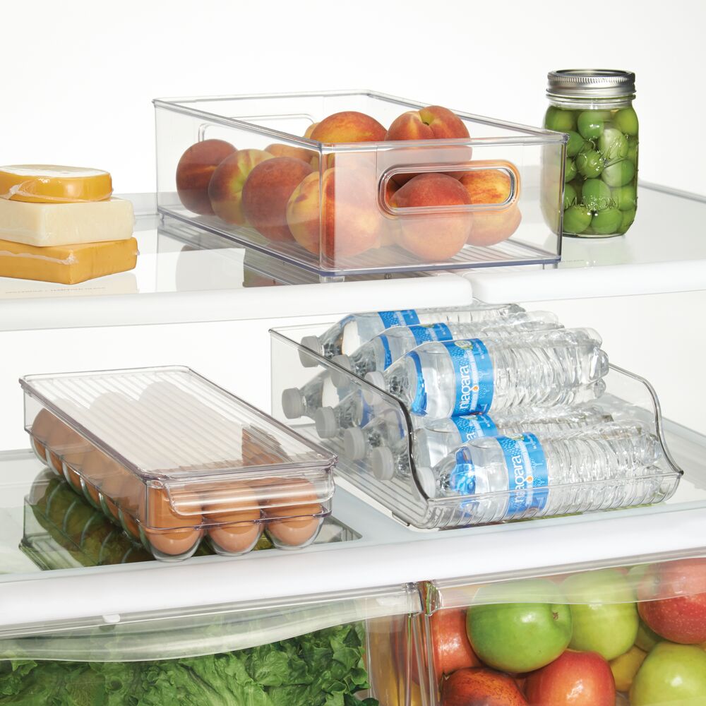 iDesign Crisp BPA-Free Plastic Stackable Refrigerator Bin, Small, Clear/White