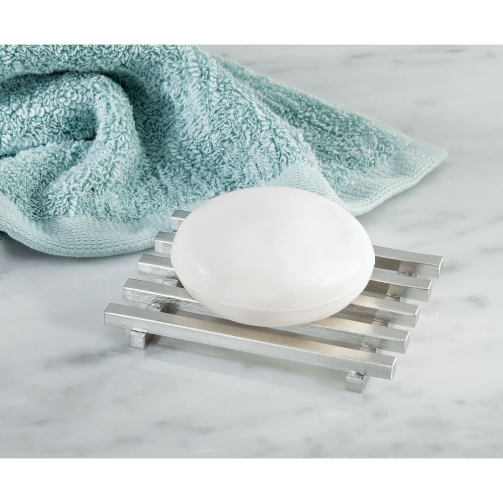 Rectangular Soap Saver for Bathroom Counter, Brushed Stainless Steel –  iDesign