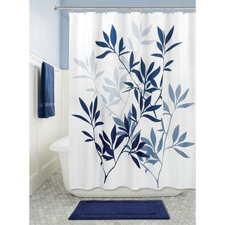 iDesign Leaves Shower Curtain 72" x 72" in Navy and Slate Blue - iDesign-Shower Curtain