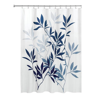 iDesign Leaves Shower Curtain 72" x 72" in Navy and Slate Blue - iDesign-Shower Curtain