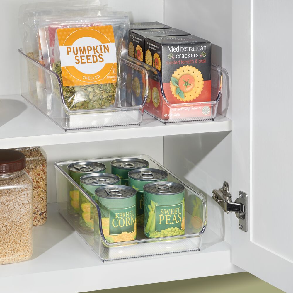 Set of 8 Refrigerator Pantry Organizer Bins - 4 Big and 4 Small Clear Food  Stora