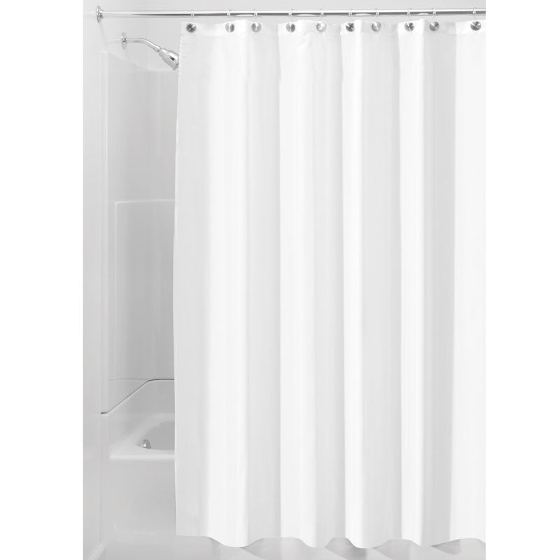 Fabric Long Shower Curtain Mildew Resistant 72 X 84 Inches White Idesign